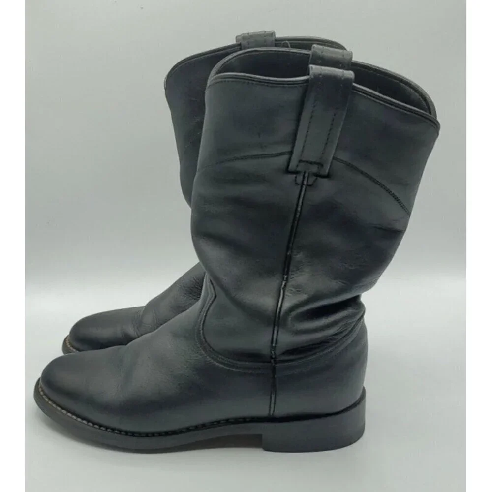 ACME Roper Women's Black Leather Slouch Boots Style 08050L Size 6.5